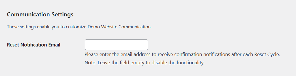 Reset Notification Email